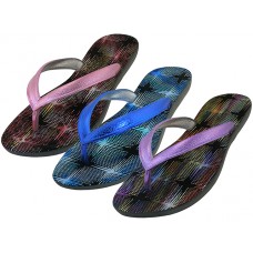 S8089L-A - Wholesale Women's "EasyUSA" Metallic Sparkle Upper Soft Comfy Rubber Thong Flip Flops ( *Asst. Blue, Hot Pink & Purple )